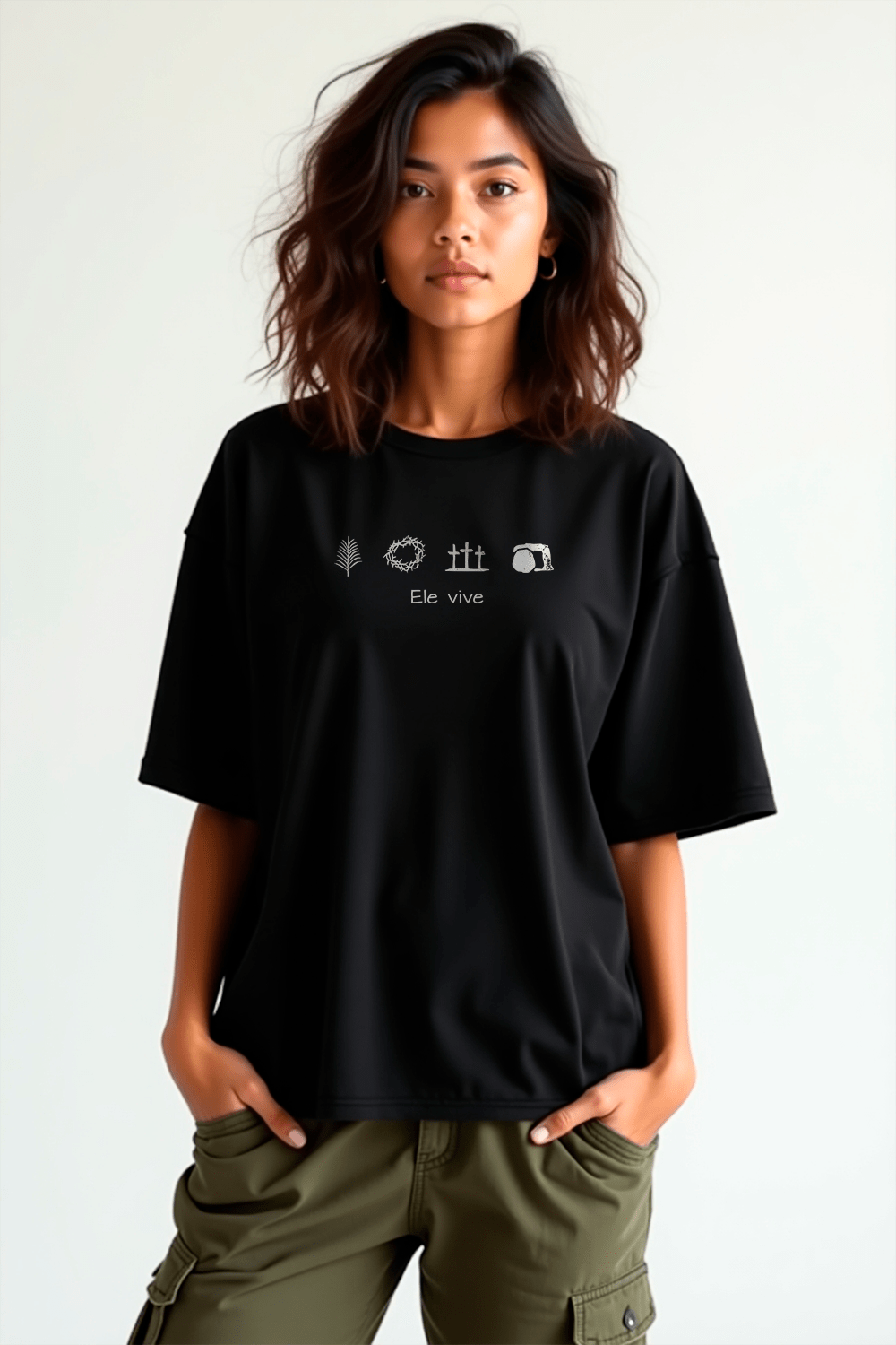 Camisa Oversized Ele Vive - Hace | Moda Cristã
