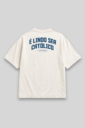 Camisa Oversized Orgulho de ser Católico branca | HACE